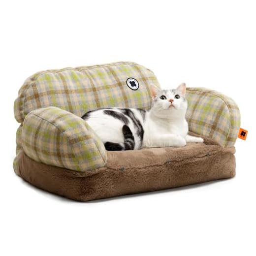 Pet Couch Bed, Washable Cat Beds for Medium Small Dogs & Cats, Durable Dog Beds with Non-Slip Bottom, Fluffy Cat Couch (Vintage Green)