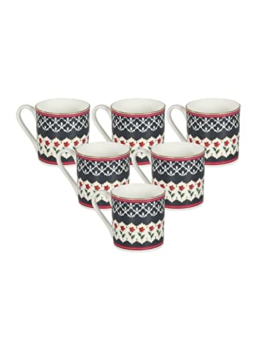 Image of India Circus Premium - Fine Ceramic - 22k Liquid Gold Coffee Mug Set of 6-220 ml Each, White, (IC CM6 Melon LE03), Tea Cup Set of 6, Mugs for Coffee, Ideal for Gifting, Perfect for Home and Office