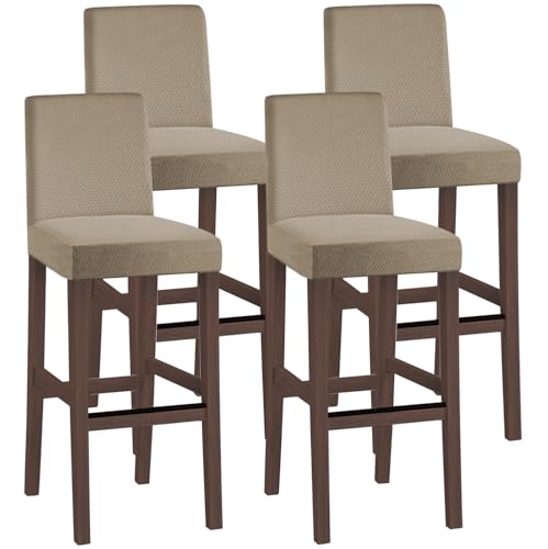 SHILV. HOME Dining Chair Covers,Bar Stool Covers (Khaki, Set of 4)