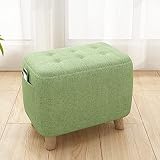 ygqzm Solid Wood Square Stool Fabric Sofa Footstool Ottomans Home Living Room Bench Change Shoes Sto