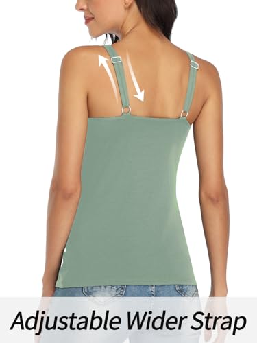 Image of V FOR CITY Women's Cotton Tank Top with Unpadded Shelf Bra Adjustable Wide Strap Camisole Summer Basic Udershirts