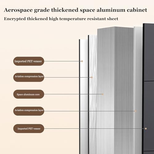 Aparador de despensa de aluminio con baldas y cristal 4