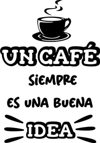 SoulArt® Vinilo decorativo con frase Un café siempre es una buena idea Pegatinas decorativas cocina. Decoración cafeteria, vinilo pared autoadhesivo, vinilo de corte para negocios (20x29cm)