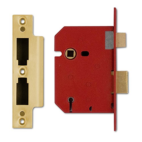 Union Locks 2201 5 Lever Mortice Sash Lock 77.5mm - Brass Finish (Visi Pack)