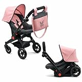 Baby Doll Convertible Travel Stroller for Girls Toddler Play Toy Car Seat Two in One Foldable Carriage for Kids with Diaper Bag Pretend Play Stroller for Doll