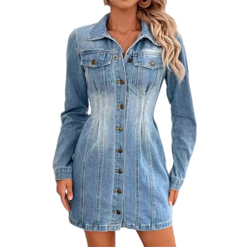 Robe en jean à manches longues vêtement denim automne mi-saison
