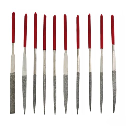 KKUANG 10PCS 3x140mm Diamond File Set Shaping Files Suitable for Jade Ceramics Glass Metal Grinding Polishing and Engraving