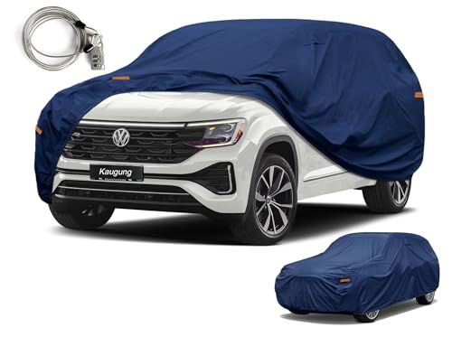 Image of Kaugung Custom Fit SUV Car Cover for VW Volkswagen Atlas (2017-2026), Heavy Duty Waterproof All Weather Outdoor Protection, Breathable Full Exterior Cover with Vent, Rain Sun Snow UV Proof