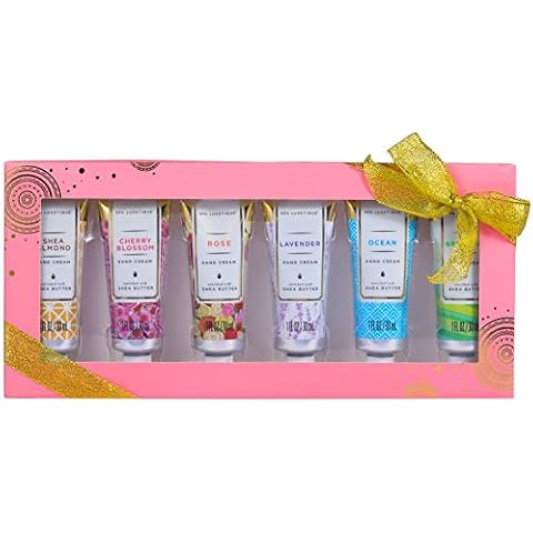 Hand Cream Set - Spa Luxetique Hand Cream Gift Set - 6x30ml Shea Butter Hand Moisturiser, Mini Hand Cream for Very Dry Hands with Vitamin E, Natural Aloe, Gift Sets for Women, Christmas Gifts for Her Cover