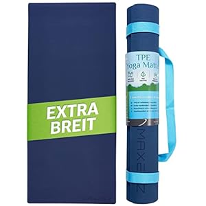 MAXEEZ® Yogamat, XXL, 80 cm breed voor meer veiligheid, milieuvriendelijke TPE-sportmat, fitnessmat, antislip..