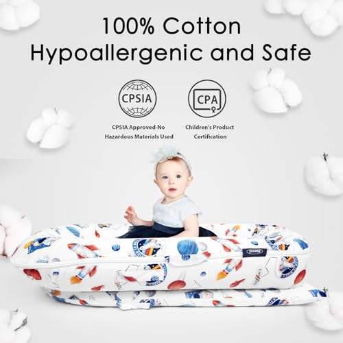 Image of Mexxi Infant Lounger Baby Nest Replacement Cover | Hypoallergenic | Premium | [Fits Dockatot Deluxe+] (Cover Only) (Astronaut)