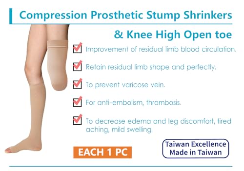 Image of Prosthetic Stump Shrinkers BK & Knee High Compression Stockings Pack- Each 1 PC, Compression Support, 20-30, Daily use, Taiwan Excellence XL