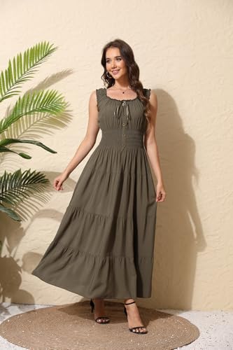 Image of OSTOO Women's 2026 Summer Boho Floral Print Tiered Casual Flowy Long Maxi Dress