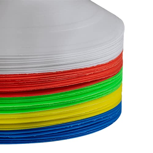 Lot De 50 Pions De Football – 5 Couleurs (blanc, Jaune, Vert, Bleu, Rouge) – Pour Entraînement Et Terrain