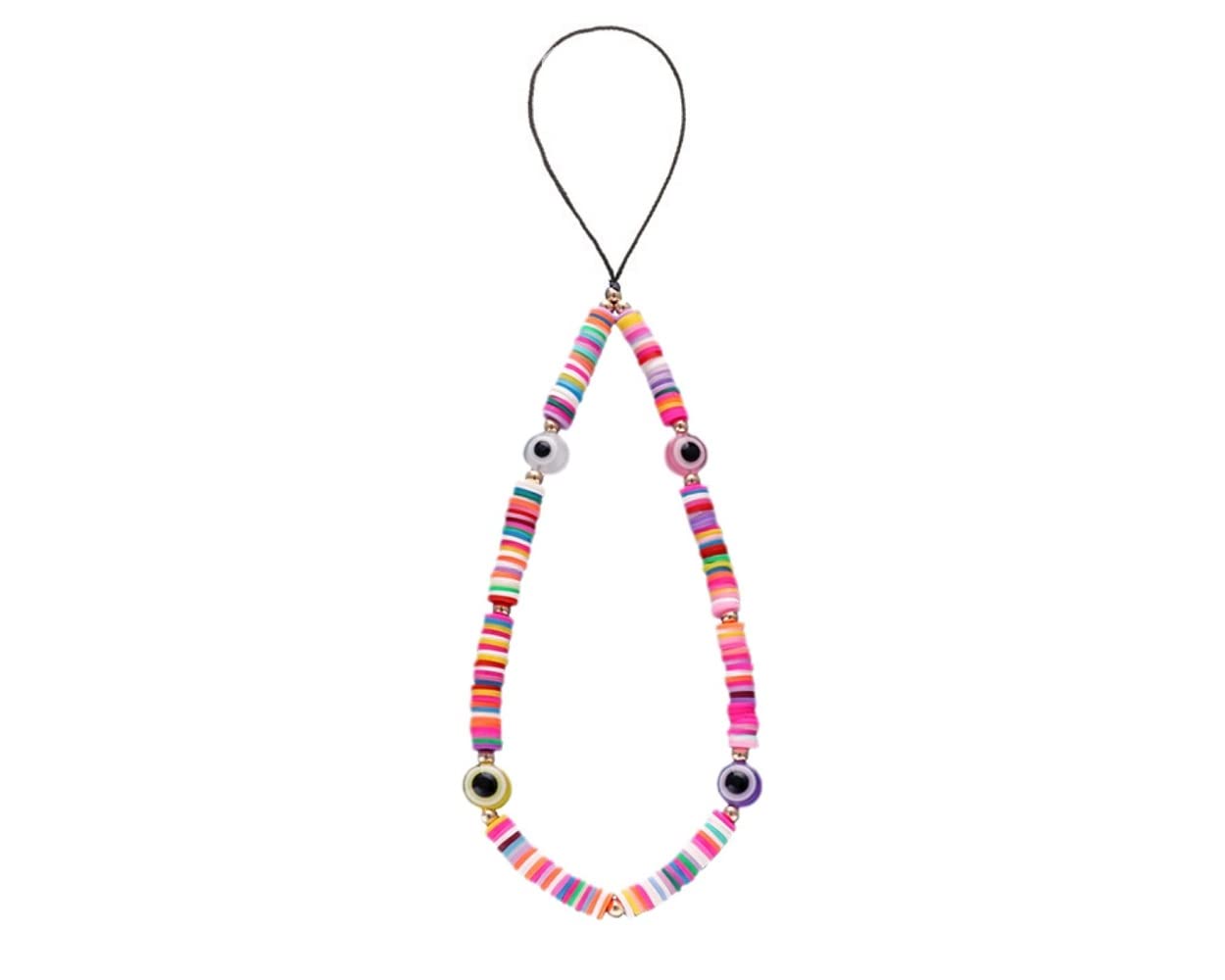 Pearl Colorful Beaded Evil Eye Phone Lanyard Wrist Strap Anti-Lost Chain Protection Good Luck Jewelry Gifts for Women Girls