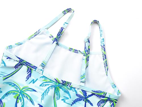 Image of Girls One Piece Swimsuits Adjustable Double Strap for Kids Palm Tree Print Toddler Bathing Suit Size 2T-10