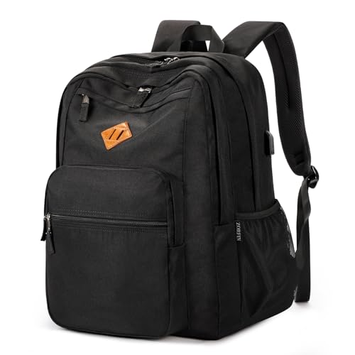 ZORFIN 36L Black Backpack for College, and Travel: Water Resistant Bookbag
