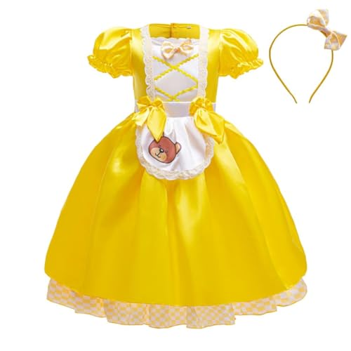 Lito Angels Vestito Costume Ragazza e dei Tre Orsi con Cerchietto per Bambina Taglia 6-7 anni, Giallo