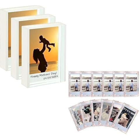 WINKINE Instax Photo Frame White 3 Packs + Polaroid Picture Frame Megnet 12Packs Cover