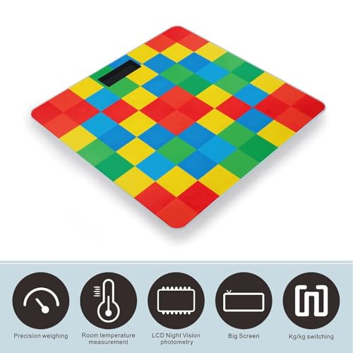 Báscula Digital de Baño Cuadrícula Colorida Precisa y Estable miniatura 3
