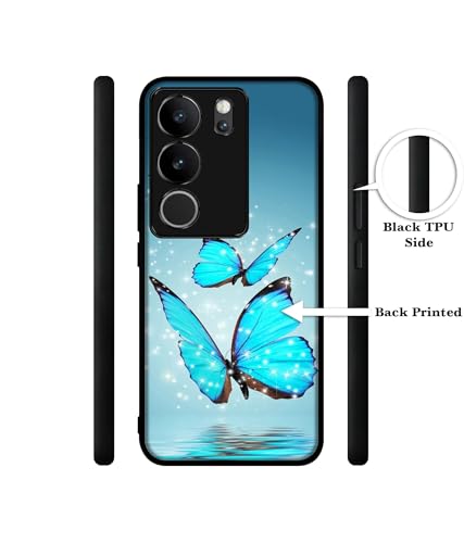 Image of Flying Butterflies Design Premium 2D Printed Metal Back Case Cover for Vivo V29 5G / V29 Pro 5G