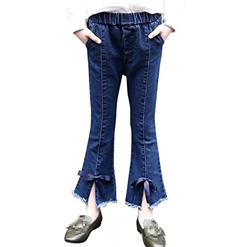 Yiqinyuan Flare Jeans Pants for Girls Spring Denim Elastic Waist Children's Jeans Casual Bowknot Jeans Pants