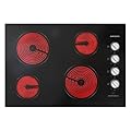 AURAKICH 30 Inch Electric Cooktop 4 Burners, ETL Safety Certified Built-in Stove Top Burner with Knob Control, Premium Wear-Resistant Glass, Hot Surface Indicator, 7000W Hardwired for Kitchen