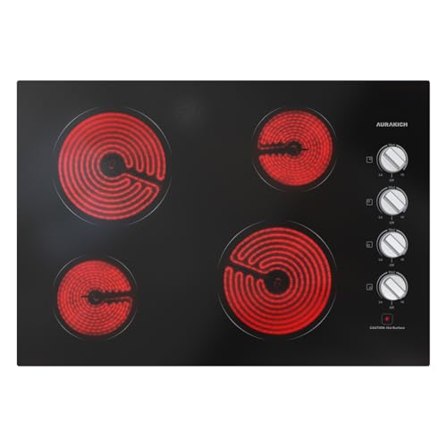 AURAKICH 30 inch Electric Cooktop 4 Burners Knob Control