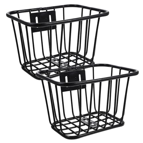 KICHOUSE 2Pcs Metal Bike Basket for Front Handlebar Durable Bicycle Storage for Vegetables Essentials Easy to Install for Mountain Bikes and Adult Bicycles