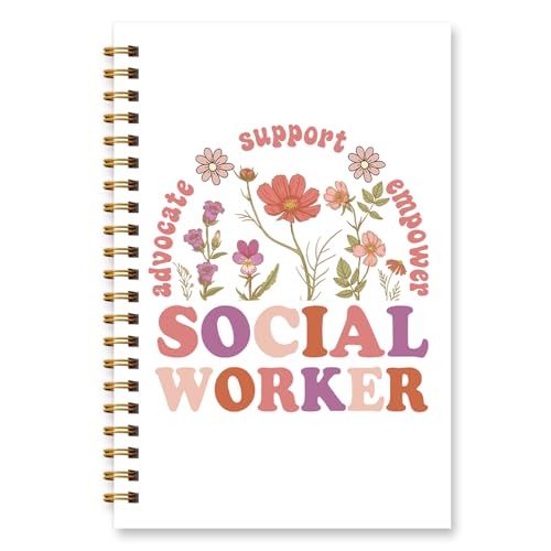 Wxiben Social Worker Spiral Notebooks - Flower Social Worker Appreciation Gift Notebook Journal Hardcover Spiral Notebook Journaling for Note Taking Community Office Supplies 5.5x8.3 Inch