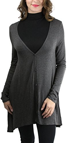 Image of ToBeInStyle Women's Long Sleeve Rib Banded Open Sweater Cardigan