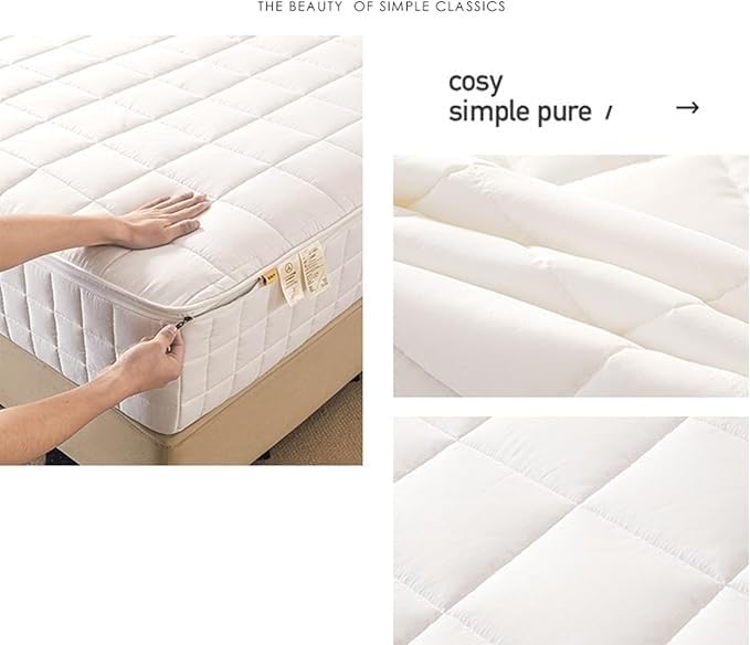 Surmatelas rembourré blanc 54x75in avec protection zippée intégrale 6 côtés