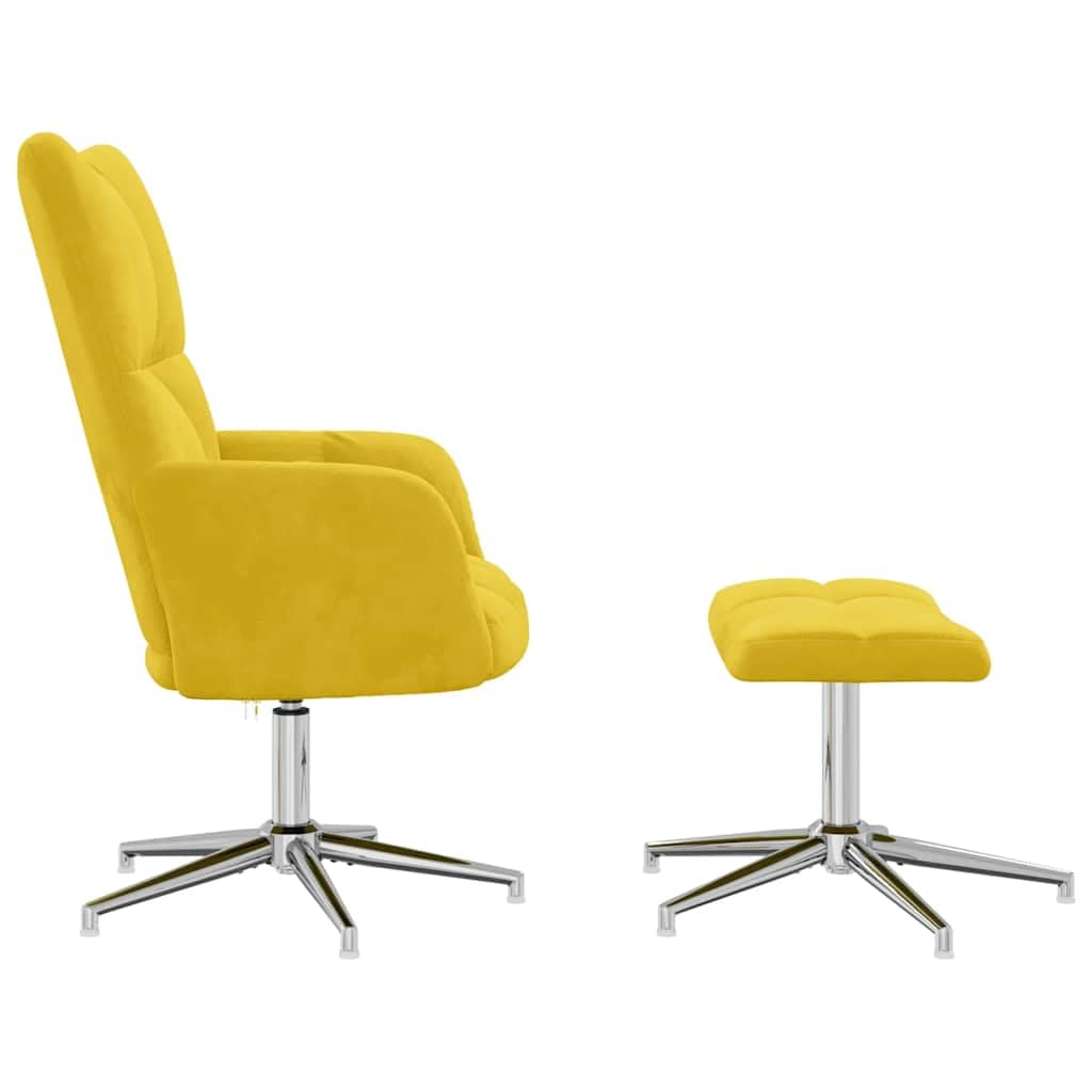 vidaXL Relaxsessel mit Hocker Drehbar Fernsehsessel Polstersessel Polsterstuhl Relaxstuhl Sessel Ohrensessel Armsessel Wohnzimmer Senfgelb Samt