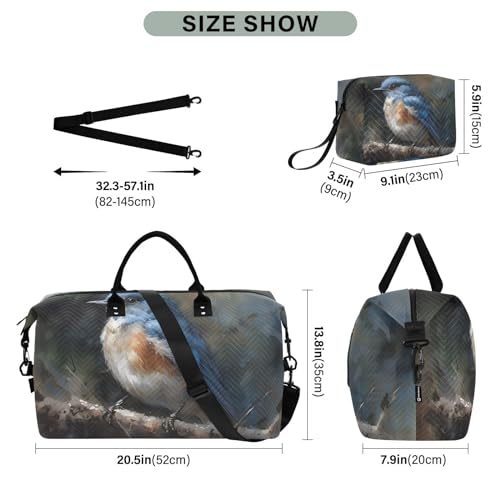 Large Travel Duffel Bag, Bird on Branch Sports Tote Gym Bag, Shoulder Weekender Overnight Bag for Women Men, Carry On Luggage with Toiletry Bags3