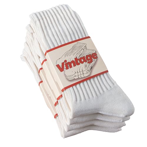Image of DAUCO 4 Pairs 98% Cotton Socks for Men Women Crew Seamless Fall Slouchy Socks