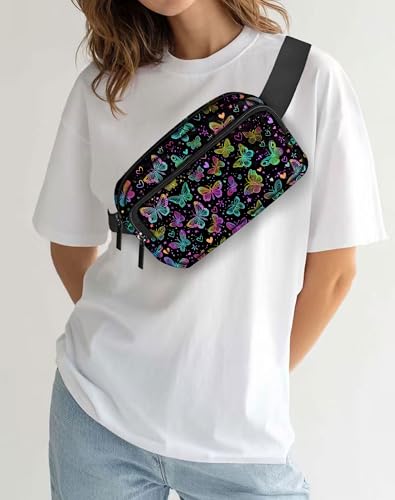 Image of Butterfly Fanny Pack Lightweight Belt Bag Fashion Waist Pouch | Waterproof, crossbody bags for women, sports, running, traveling, hiking