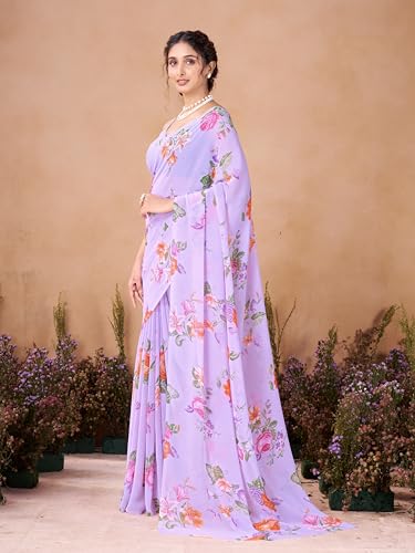 Image of Garden Vareli Women Georgette All Over Floral Printed Saree