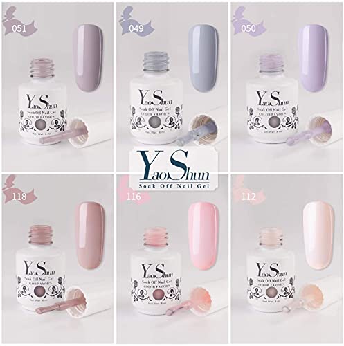 YaoShun Gel Nail Polish Kit - Mist Grey and Nude Series 6 Colors Gel Polish Kit UV Nail Gel Gift Box, Soak Off Nail Gel Manicure at Home Kit Gel Nail Art Kit - Thumbnail 2