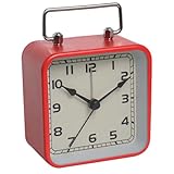 Gishbjka Piccolo Orologio da Tavolo con Sveglia Quadrata in Metallo, Silenzioso, per Studenti, con Orologio al Quarzo Luminoso, Rosso