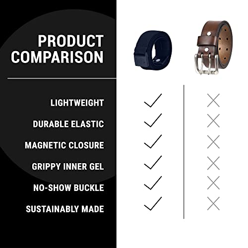 Jeltx Adjustable Elastic Belts For Men And Women, Non-Slip Stretch Belt With Magnetic Belt Buckle And Grippy Gel, Stretchable Fabric Belts For Women And Men, Navy Blue #TOP6