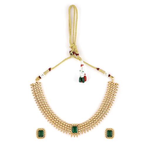 Rubans Women 22KT Gold Plated Brass Emerald Stone Studded Intricate Necklace With Earrings Set (B0D6RXFBL5) Amazon Price History, Amazon Price Tracker