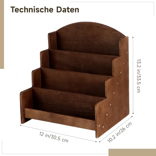 Calolin 4-stufiger Kartenständer aus Holz, 33,5 x 30,5 x 26 cm Postkartenständer aus Sperrholz, Kartenorganizer-Regal Verkaufsdisplay für Grußkarten, Fotos und kleine Gegenstände