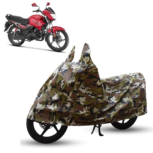 Image of Sulfar Bike Cover for Hero MotoCorp Glamour (125 Xtec) | Waterproof, Dustproof & UV Protected | All Weather Two Wheeler Cover (Army Green) New 2026 Variants