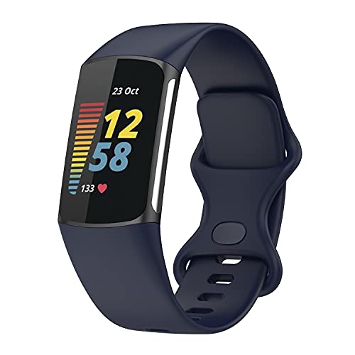 Wownadu Straps Compatible for Fitbit Charge 5 / Charge 6 Strap Men Women,Accessories Sport Silicone Replacement Wristband Blue