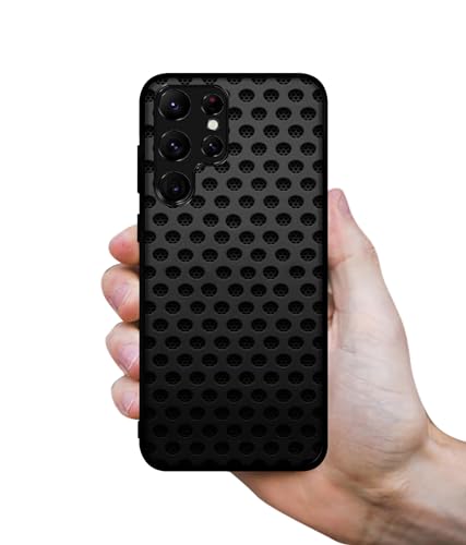 Image of Black Circle Design Premium 2D Printed Metal Back Case Cover for Samsung Galaxy S22 Ultra 5G