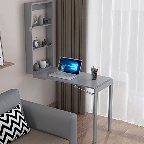Bureau mural avec étagères de rangement pour optimiser votre espace de télétravail - 2