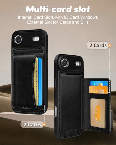Uppuppy for iPhone 17 Air Wallet Case with Card Holder,Black - image 3