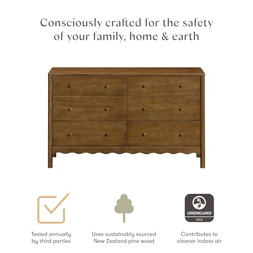 Image of Babyletto Swell 6-Drawer Assembled Baby Dresser, Natural Walnut | GREENGUARD Gold Certified, 6 Spacious Drawers, Dresser for Bedroom, Living Room & Hallway - Wooden Double Chest of Drawers