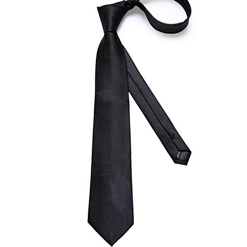 Image of DiBanGu Mens Solid Color Tie and Pocket Square Set Woven Silk Plain Necktie & Handkerchief for Men Wedding Party Formal