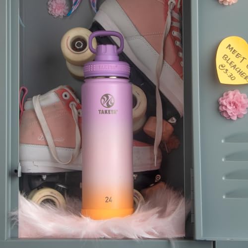 Image of Takeya Actives Stainless Steel Water Bottle, Insulated Spout Lid, Keeps Drinks Cold 24 Hrs, Leakproof, Durable, Dishwasher Safe, Ideal for Gym, Travel, Fits Most Cup Holders, 24 oz /Ombre Golden Hour